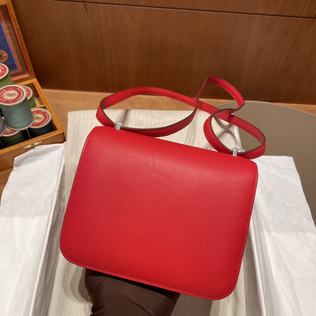 에르메스 콘스탄스18 레드 골드브라운 은장 스위프트